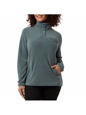 NWT 32 Degrees Deep Green fleece pullover with snaps. Small.